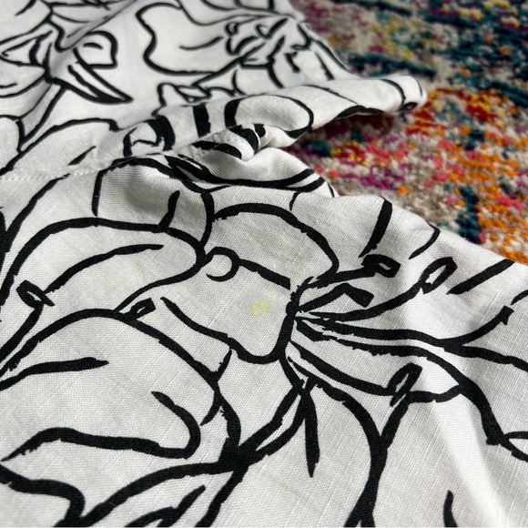 Hugo Boss Linen Black and White Floral Sketch RASH Shirt Large - Picture 14 of 15